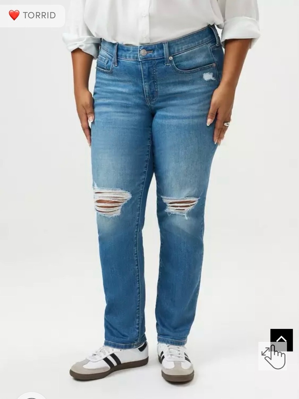 Torrid Mid Rise Distressed Perfect Boyfriend Ankle Jeans